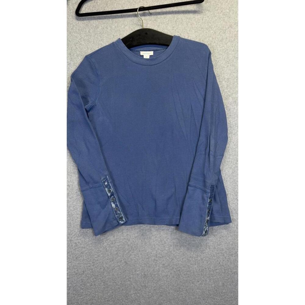 Sundance Women's Size Medium Blue Cotton Long Sleeve T-Shirt Top Stretch
